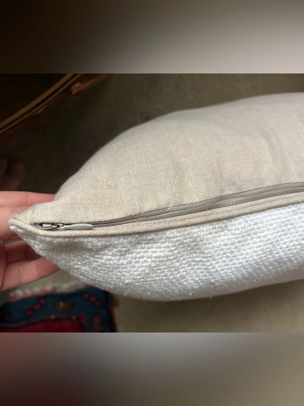 Pottery Barn Cream Linen Cotton Throw Pillows